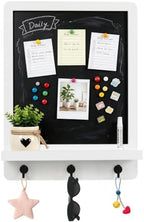 Tirzah 12 x 16 Inch Wall Mounted Magnetic Chalkboard with Shelf and 3 Hooks, White Wood Framed Hanging Memo Board Organizer for Entryway, Kitchen, Home Office - Image 4