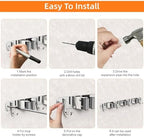 CUXIXA Broom and Mop Organizer Wall Hanging, Upgraded Mop and Broom Holder Wall Mount, Stainless Steel Broom Hanger Wall Mount for Laundry Room Organization and Storage（5 Racks with 4 Hooks） - Image 4