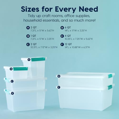IRIS USA Storage Bins with Lids |Made in USA| 2 Qt - (6-Pack) - Clear - Image 4