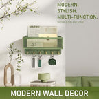 Rebee Vision Key Holder Wall Mount with Mail Basket for Room Decor, Green - Image 5