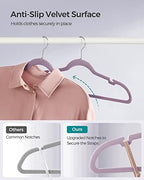 SONGMICS Velvet Hangers 50 Pack, Non-Slip Clothes Hangers, Space-Saving | Suit Hangers with Shoulder Notches, Pants Bar, 360° Swivel Hook, for Closet, Light Lilac, BREANNA Collection UCRF029GP05 - Image 3