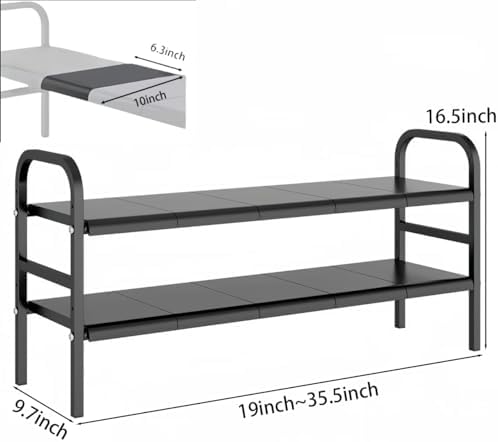 Expandable Under Sink Organizer with 10 Removable Panels, Adjustable Storage 2-Tier Shelf for Kitchen, Bathroom, Pantry,Multi-Purpose Expandable Cabinet Shelf Rack (19-35.5 Inch) (brown, Large) - Image 3