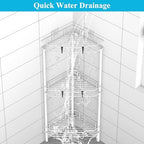 HuggieGems Metal Floor Standing Corner Shower Caddy, White, 3 Tier - Image 6
