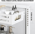2 Pack Under Sink Organizer,Pull Out Cabinet Organizer With Smooth Cylindrical Rail,Metal Slide Out Drawer for Kitchen Bathroom Laundry Cabinet,8-Level Tool Free Height Adjustable-White - Image 3