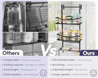 SWTYMIKI Over the Door Shower Caddy - 3 Tier Adjustable Shower Organizer Hanging with Soap Holder, No Drilling Stainless Steel Bathroom Rack Hanging for Body Wash, Shampoo, Soap, Razor, Black - Image 3