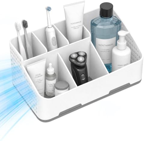 TQRR Bathroom Countertop Organizer -6 Slots Drain Tray Toothbrush Holders by TQRR