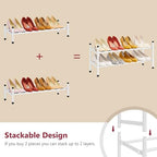 Tajsoon Expandable Shoe Rack for Closet 1 Tier, 28“-41“Stackable, White - Image 6