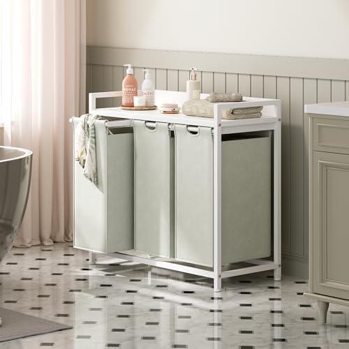 Herture Laundry Hampers with Shelf, Laundry Basket 3 Section, 3 x 15.87 Gal - Image 6
