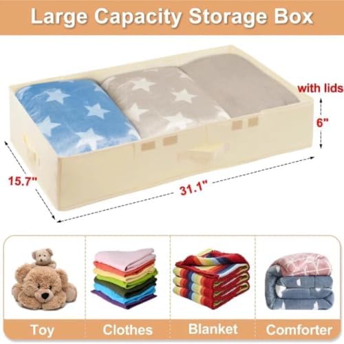 punemi 6 in Tall Under Bed Storage, Wedding Dress Box, 2 Pack, Beige | Sturdy Lids & 3 Handles, for Wedding Gowns, Evening Gowns & Heirlooms, Closet & Bedroom Organization - Image 2