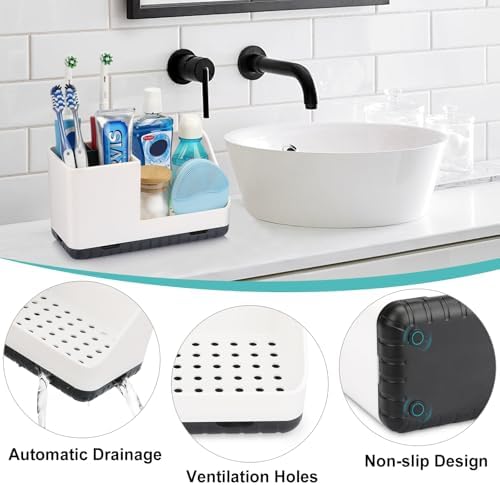 Toothbrush Holders for Bathroom Counter Organizer and Storage (White) - Image 5