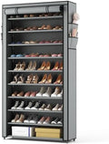 ROJASOP Shoe Rack with Covers, Stackable 10 Tier Tall Shoe Shelf Storage 50-55 Pairs Shoes and Boots Large Capacity Vertical Shoe Rack Organizer for Closet Entryway Garage Bedroom, Grey by ROJASOP
