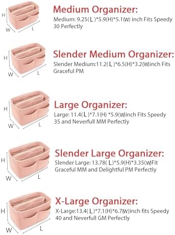 LEXSION Felt Purse Organizer Insert, Tote Bag Shaper Dividers with 5 Sizes - Image 6
