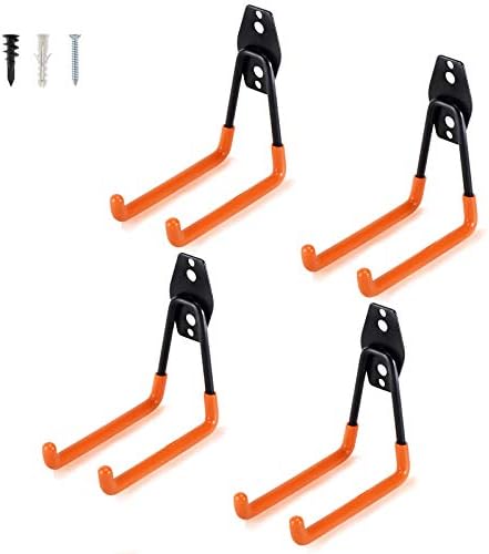 AOBEN Garage Hooks Heavy Duty, Steel Garage Storage Hooks, Utility Tool Hangers and Combinable Wall Mount Garage Hooks for Organizing Ladder, Hold Chairs, Heavy Tools (Medium U, 4 Pack) by AOBEN