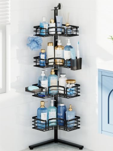 HapiRm Corner Shower Caddy Stand - 4-Tier Adjustable Shower Shelves, Black by HapiRm