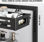 2 Pack 21IN-Depth Under Sink Organizer,Pull Out Cabinet Organizer With Smooth Cylindrical Rail,Metal Slide Out Drawer for Kitchen Bathroom Laundry,8-Level Tool Free Height Adjustable-Black - Image 3