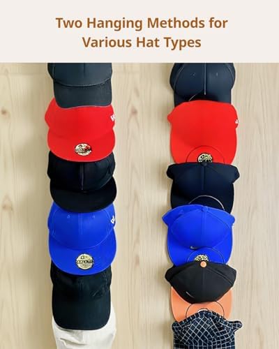 LINFIDITE 15 Pack Baseball Hat Rack Hanger Holder Organizer Multi Hook Wall Mounted Over Door Cap Display Storage Rack Cap Holder, Closet HangingStorage Rack w Hanging Hook White - Image 6