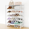 Smiry Bamboo Shoe Rack, 16 Vertical Slats, 6 Tier - 33.7" Wide, White by Smiry