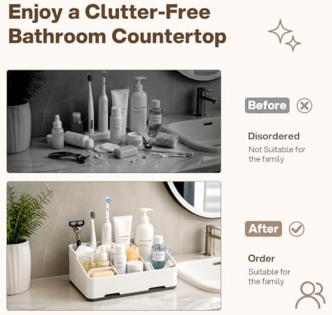 Cleangor Countertop Bathroom Organizer, Toothbrush Holder with Drainage - Image 2