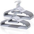 Tonswachic Pack of 30 Coat Hangers, Space-Saving Plastic Clothes Hangers, Non-Slip, 0.2 Inches Slim, 360° Swivel Silver Hook for Shirts, Pants, Suit & Wet/Dry Garments, Light and Dark Gray by TonswachicHangersSpaceSaver