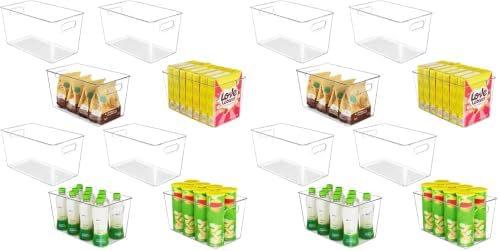 YIHONG Clear Plastic Storage Bins, 16 Pack Pantry Organizer Bins with Handle for Kitchen, Freezer,Cabinet,Closet Organization and Storage(XL) by YIHONG