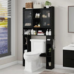 Vabches Over The Toilet Storage Cabinet with Adjustable Shelf, Black - Image 6