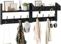 YMYNY 31.5" Coat and Key Rack Wall Mount with Shelf, Black, HWS007B-2 by High-qualityhomefurnishing