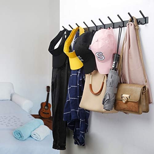 WEBI Coat Rack Wall Mounted,24 Inch 8 Hooks for Hanging Coats,Hook Rack Hook Rail Coat Hanger Wall Mount for Backpack,Clothes,Jacket,Black,2 Packs - Image 3