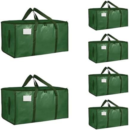 6 Pack-Extra Large Heavy Duty Moving Bags - Waterproof Storage Totes with Handles & Zippers, Foldable for College Dorm, Storage (olive green) by Unknown