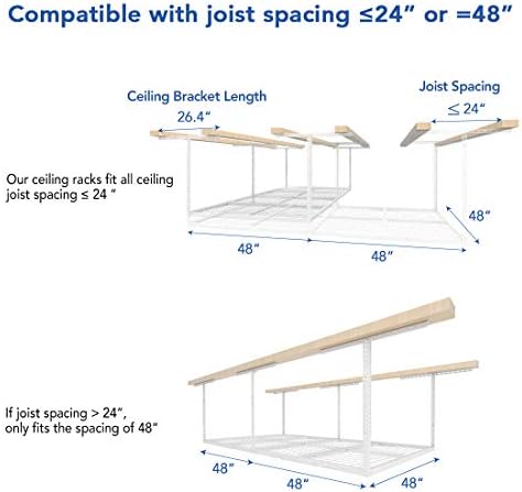 FLEXIMOUNTS 4x8 Overhead Garage Ceiling Storage Rack, 2 Pack, White - Image 5