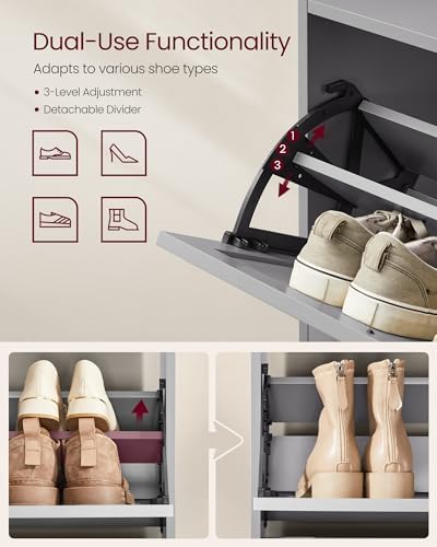 VASAGLE Shoe Storage Cabinet with 3 Flip Drawers, Slim, Holds 12‑20 Pairs - Image 5