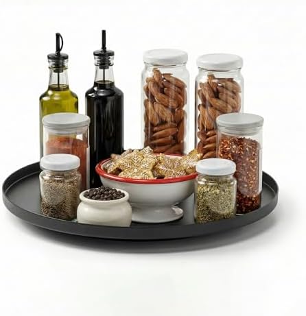 MUNEK 9" Lazy Susan Organizer,Metal Rotating Spice Rack Organization,Lazy Susan for Table Top,Pantry, Bathroom, Vanity, Black by Unknown