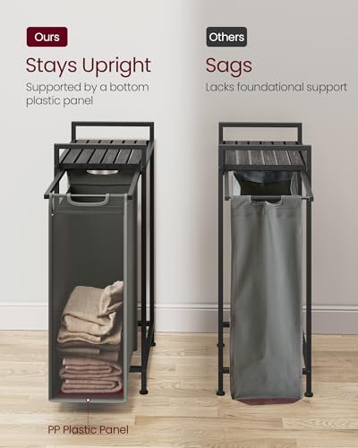 VASAGLE Laundry Sorter 1 Section, Rolling Cart with Shelf 12.4 Gal. (47 L) - Image 4