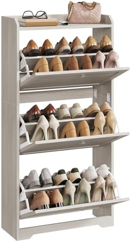 VASAGLE Shoe Storage Cabinet with 3 Flip Drawers, Slim, Holds 12‑20 Pairs by Unknown
