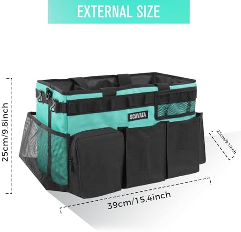 SCAVATA Wearable Cleaning Caddy Bag, Cleaning Caddy Supplies Organizer with Handle & Shoulder Straps for Housekeepers, Under Sink & Car Cleaning Tool Organizers with 4 Foldable Divider (Lake Blue) - Image 5
