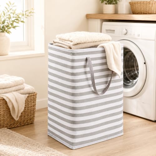 BOOMIBOO 2-Pack Large Laundry Basket,Waterproof Freestanding Laundry Hamper,Collapsible Clothes Basket with Easy Carry Handles in Laundry Room Bathroom Bedroom Dorm,Grey,100L - Image 7