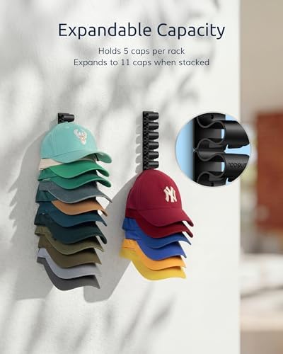 Ozueccr Baseball Hat Rack for Wall, 4 Pack, Holds 23 Caps - Image 6