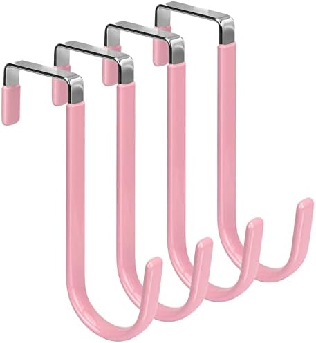 FYY Over the Door Hooks, Single-Hanger 4 Pack, Fits Doors 1 3/8" Pink by FYY