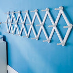 SKOLOO Accordion Wall Hanger with 22 Hooks, Modern Expandable Coat Rack Hat Rack for Wall, Solid Wooden, White - Image 3