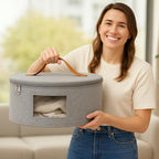 Chunful Hat Box for Women Storage Cowboy Hat Box, Gray, Height 6.3 Inches - Image 7