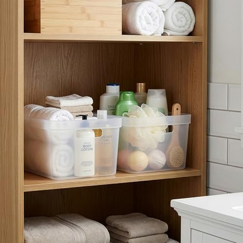 BINO | Plastic Storage Bins, 16 Liter - 2 Pack, Frosted | THE MODERN COLLECTION | Plastic Bins for Organization | Woven Storage Baskets for Organizing | Pantry Shelf Organizer Basket Container Bin - Image 3