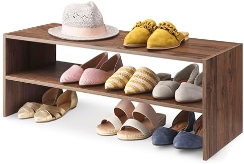 Whitmor Wood Stackable 2-Shelf Shoe Rack, Walnut, 31 inches by Whitmor