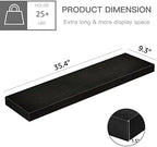 QEEIG Floating Shelves for Wall 35.4" Long - Wall Mounted Shelf Bathroom Kitchen Living Room Bedroom Farmhouse Home Decor Display Bookshelf Large 35.4 x 9.3 inch Set of 2, Black (008-90B) - Image 3
