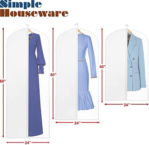 Simple Houseware 40/50/60-Inch Clear Garment Bags with Zipper, 10 Pack - Image 5