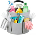 17L Foldable Cleaning Caddy with Handle - Portable Oxford Fabric Storage Bucket, Organiser for Cleaning Supplies, Toiletries, Home, Garden, Picnic & Beach (Apricot Gray) by ZGHFNBFAD