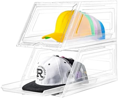 Stackable Clear Hat Organizer for Baseball Caps with Sliding Drawer by Euct