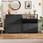 Nicetree Shoe Cabinet with 2 Flip Drawers, Narrow Shoe Organizer Cabinet, Freestanding Shoe Rack Cabinet, Modern Shoe Storage Cabinet for Entryway, Hallway, Foyer, Black - Image 5