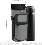 Nuovoware Water Bottle Carrier Bag, 25oz/32oz Bottle Pouch Holder, Adjustable Shoulder Hand Strap 2 Pocket Sling Neoprene Sleeve Sports Accessories for Hiking Travelling Camping, Light Gray - Image 4