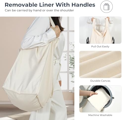 STO STO Laundry Hamper, 90L Rolling Laundry Sorter Cart with Removable and Washable Liner Bag, Clothes Hamper with Wheels and Metal Handle for Laundry Room and Bedroom - Image 4