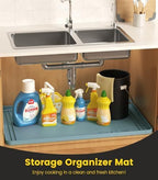 Under Sink Mats for Kitchen Waterproof 34"x22",Teal - Image 2
