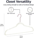 Amazon Basics Slim Velvet Non-Slip Space Saving Suit Clothes Hangers, Closet Organizer, Ivory/Rose Gold, 30-Pack - Image 5